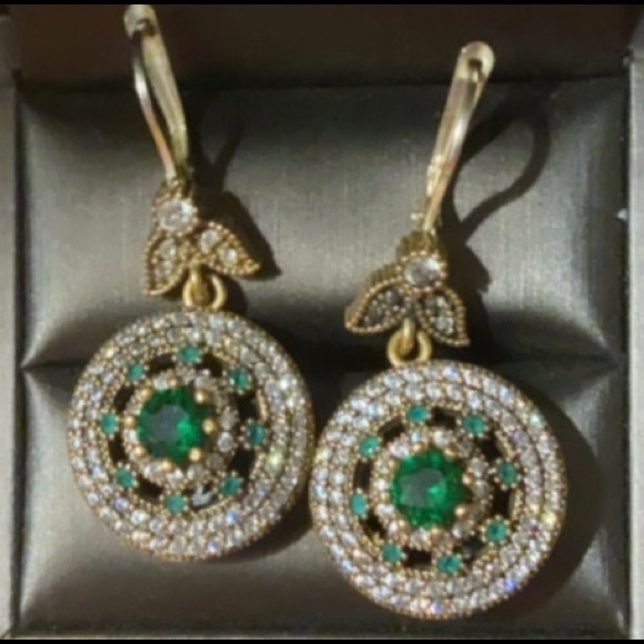 Jewelry - Turkish 925 silver/ emeralds/ topaz earrings